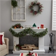 Nearly Natural 6ft Snow Tipped Christmas Garland w/35 Clear LED