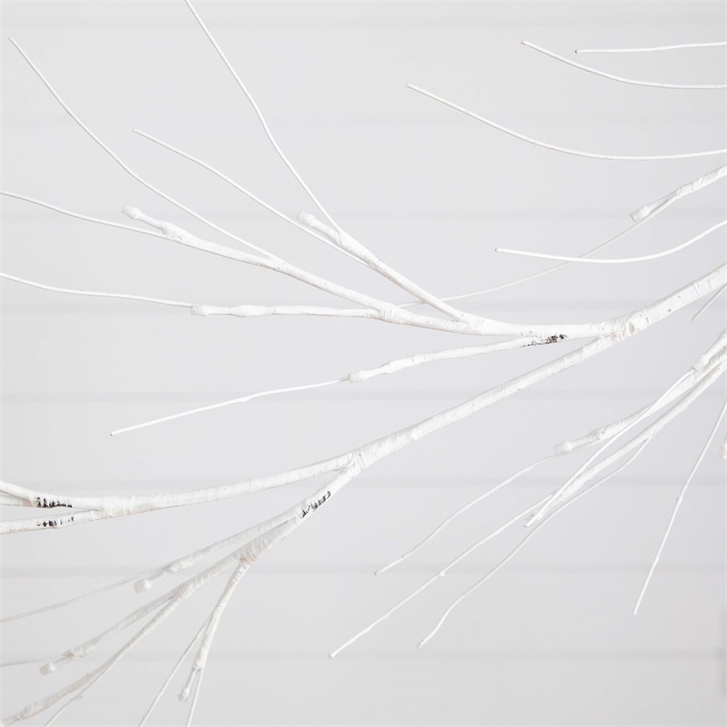 Nearly Natural 6ft Pre-Lit Artificial White Birch Garland w/ 48 Warm White LED