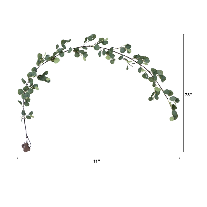Nearly Natural 6.5ft Lighted Artificial Eucalyptus Garland w/ 100 Warm White LED