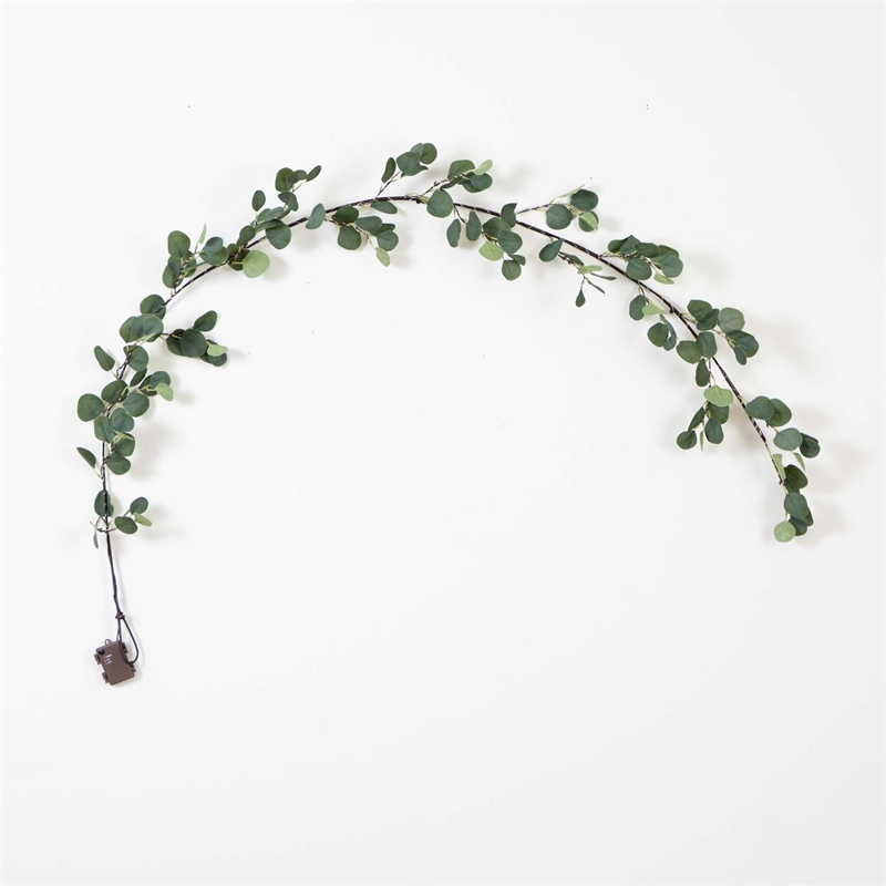 Nearly Natural 6.5ft Lighted Artificial Eucalyptus Garland w/ 100 Warm White LED
