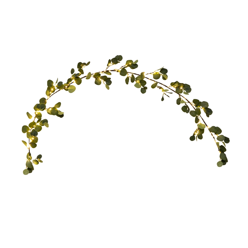 Nearly Natural 6.5ft Lighted Artificial Eucalyptus Garland w/ 100 Warm White LED