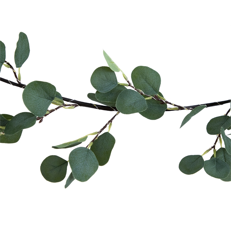 Nearly Natural 6.5ft Lighted Artificial Eucalyptus Garland w/ 100 Warm White LED