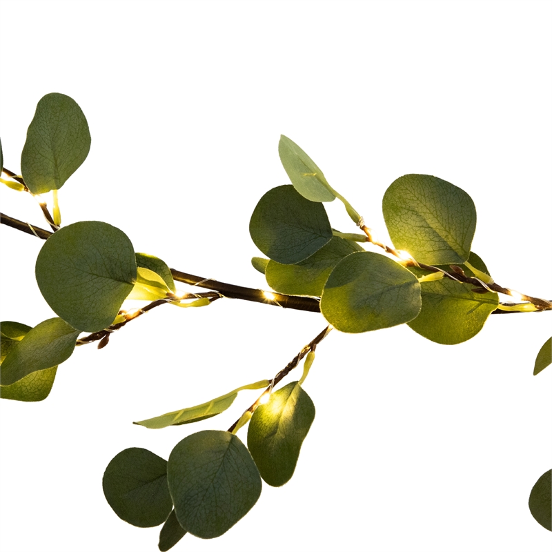 Nearly Natural 6.5ft Lighted Artificial Eucalyptus Garland w/ 100 Warm White LED