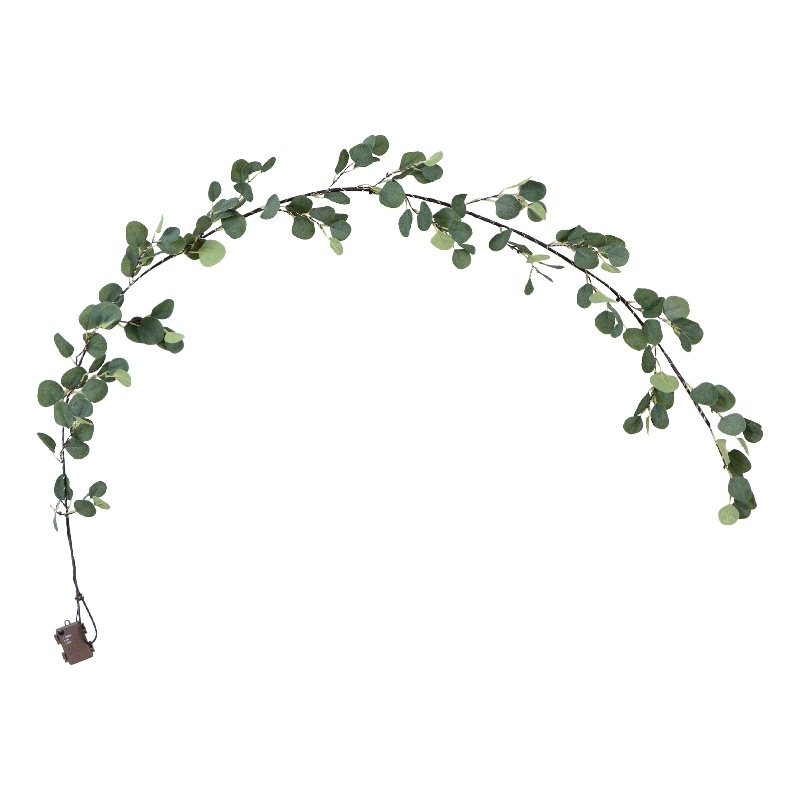 Nearly Natural 6.5ft Lighted Artificial Eucalyptus Garland w/ 100 Warm White LED
