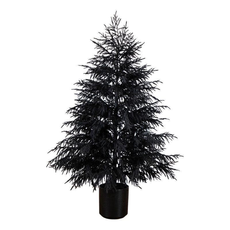 Nearly Natural 6ft Halloween Real Touch Black Norfolk Pine Christmas Tree