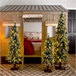 Nearly Natural 3ft 4ft 5ft Pre-Lit Frosted Christmas Tree Set w/ Warm LED