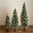 Nearly Natural 3ft 4ft 5ft Pre-Lit Frosted Christmas Tree Set w/ Warm LED