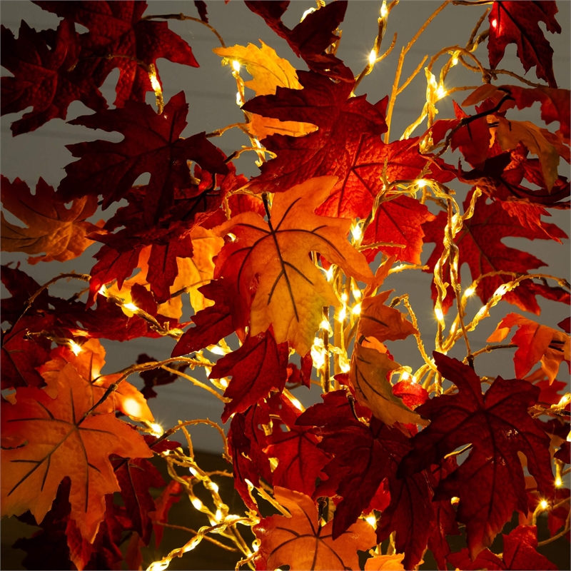 Nearly Natural 5ft Pre-Lit Autumn Weeping Maple Fall Tree w/ 240 Warm White LED