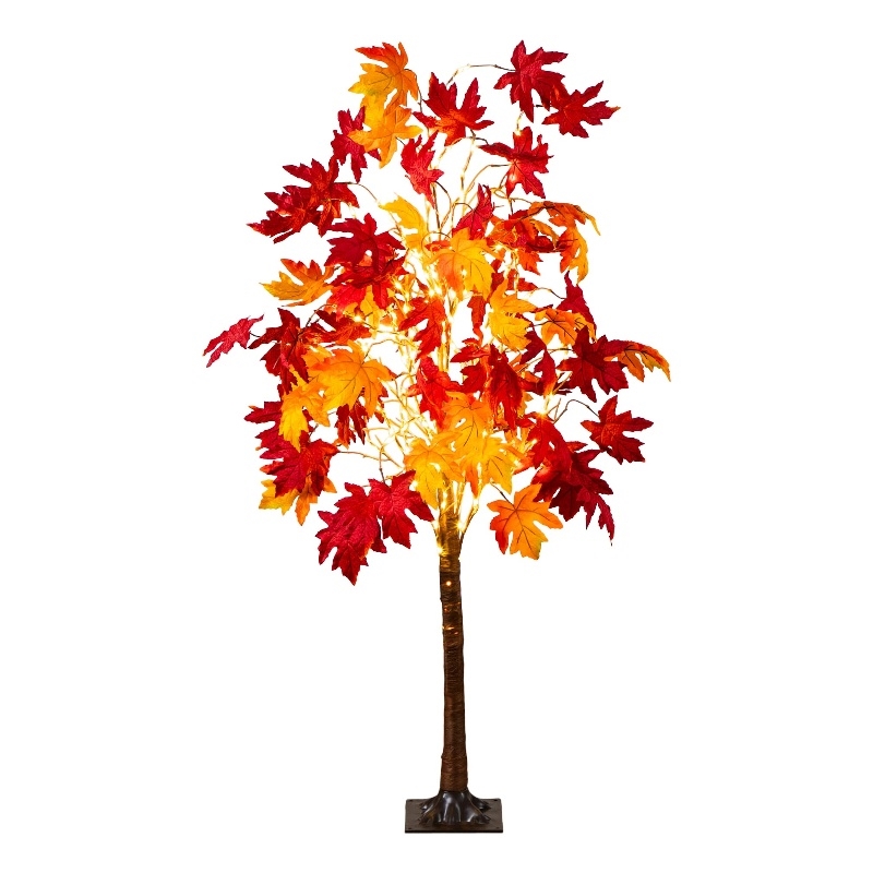 Nearly Natural 5ft Pre-Lit Autumn Weeping Maple Fall Tree w/ 240 Warm White LED