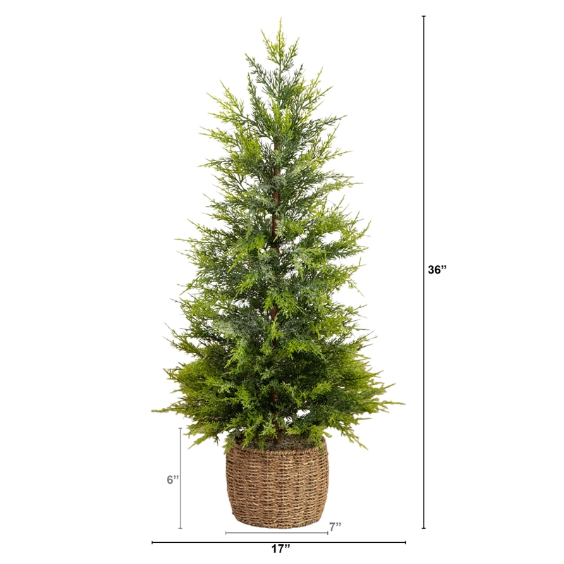 Nearly Natural 3ft Pre-Lit Lightly Snowed Cypress Christmas Tree with 38 LED