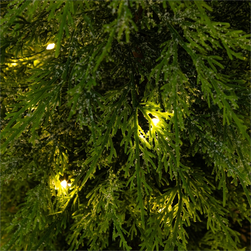 Nearly Natural 3ft Pre-Lit Lightly Snowed Cypress Christmas Tree with 38 LED