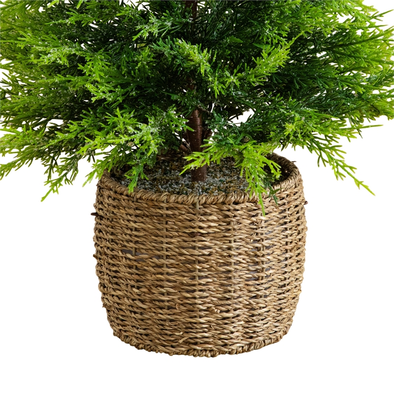 Nearly Natural 3ft Pre-Lit Lightly Snowed Cypress Christmas Tree with 38 LED
