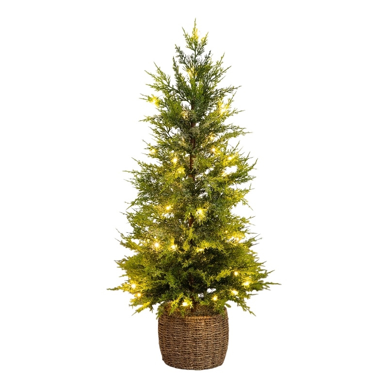 Nearly Natural 3ft Pre-Lit Lightly Snowed Cypress Christmas Tree with 38 LED