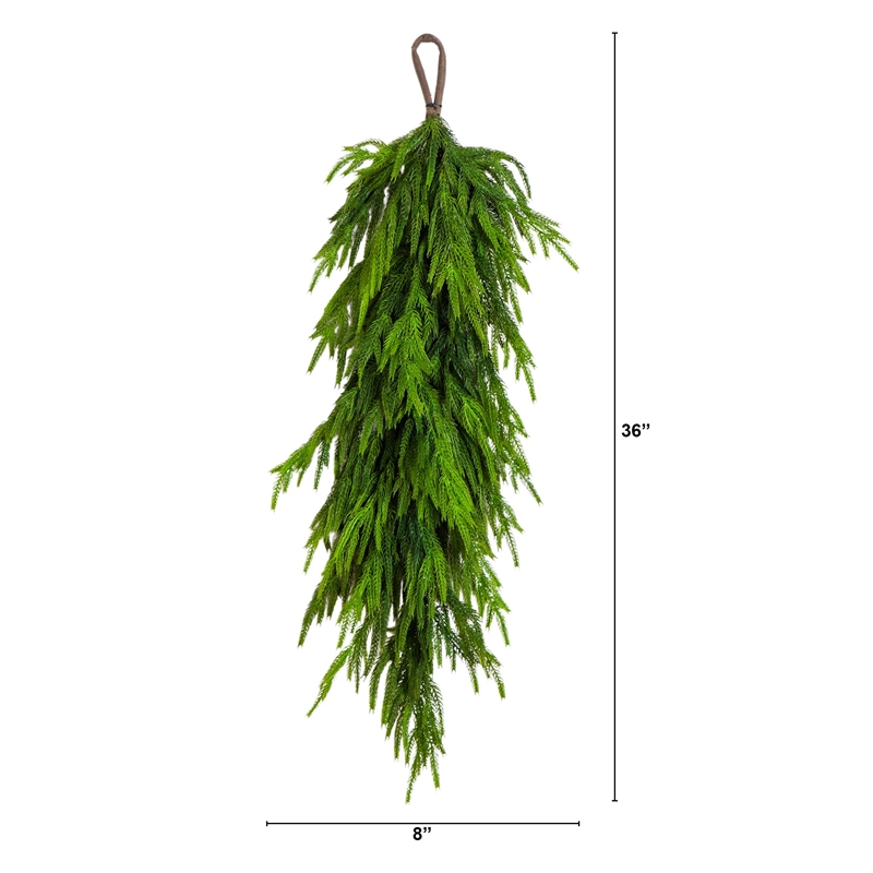 Nearly Natural 3ft Artificial Real Touch Norfolk Island Pine Teardrop in Green