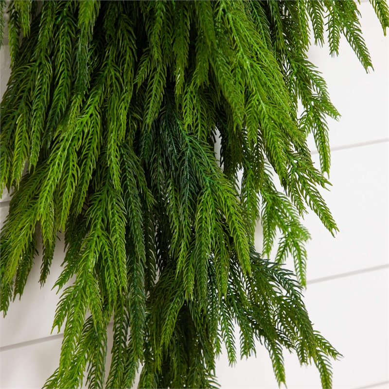Nearly Natural 3ft Artificial Real Touch Norfolk Island Pine Teardrop in Green