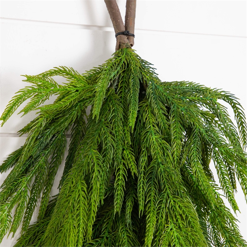 Nearly Natural 3ft Artificial Real Touch Norfolk Island Pine Teardrop in Green