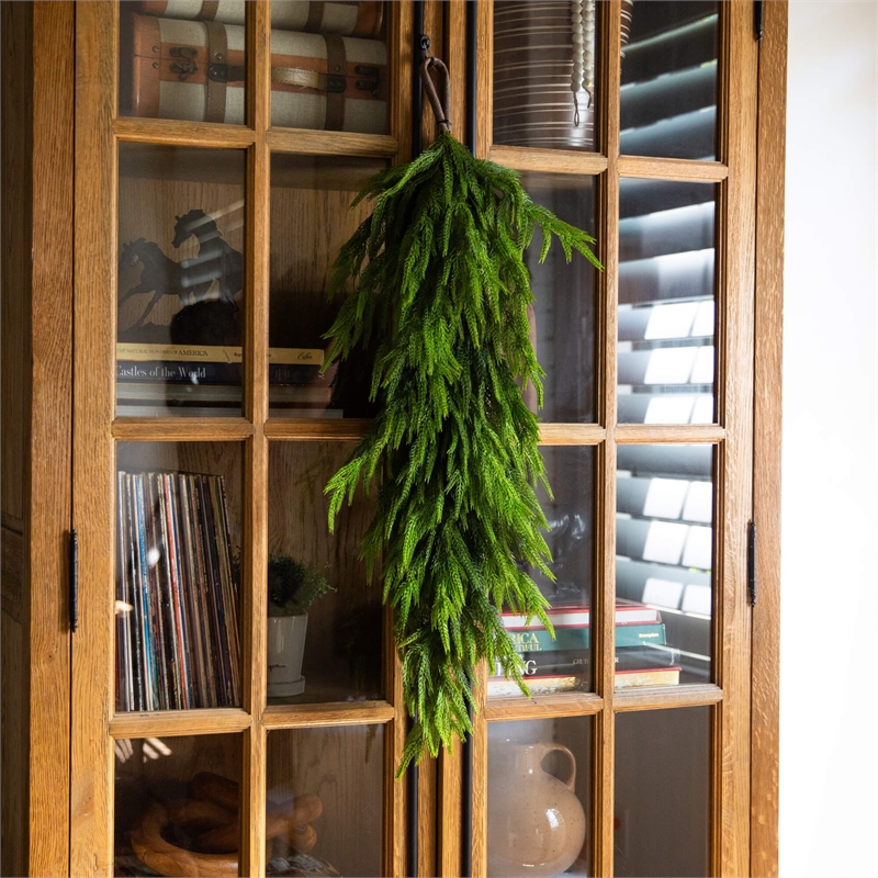 Nearly Natural 3ft Artificial Real Touch Norfolk Island Pine Teardrop in Green