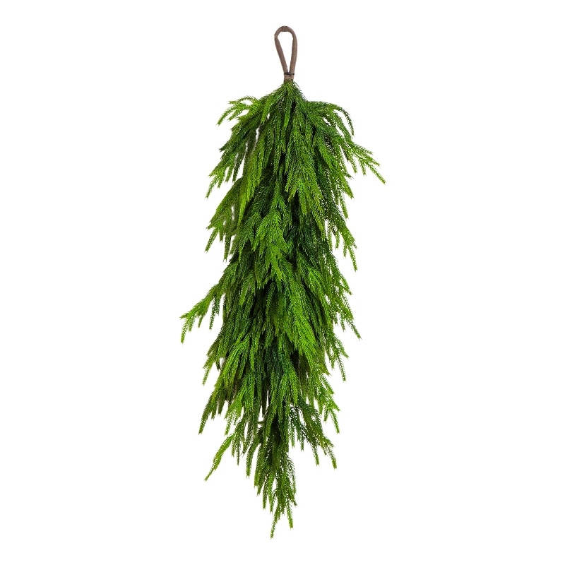 Nearly Natural 3ft Artificial Real Touch Norfolk Island Pine Teardrop in Green