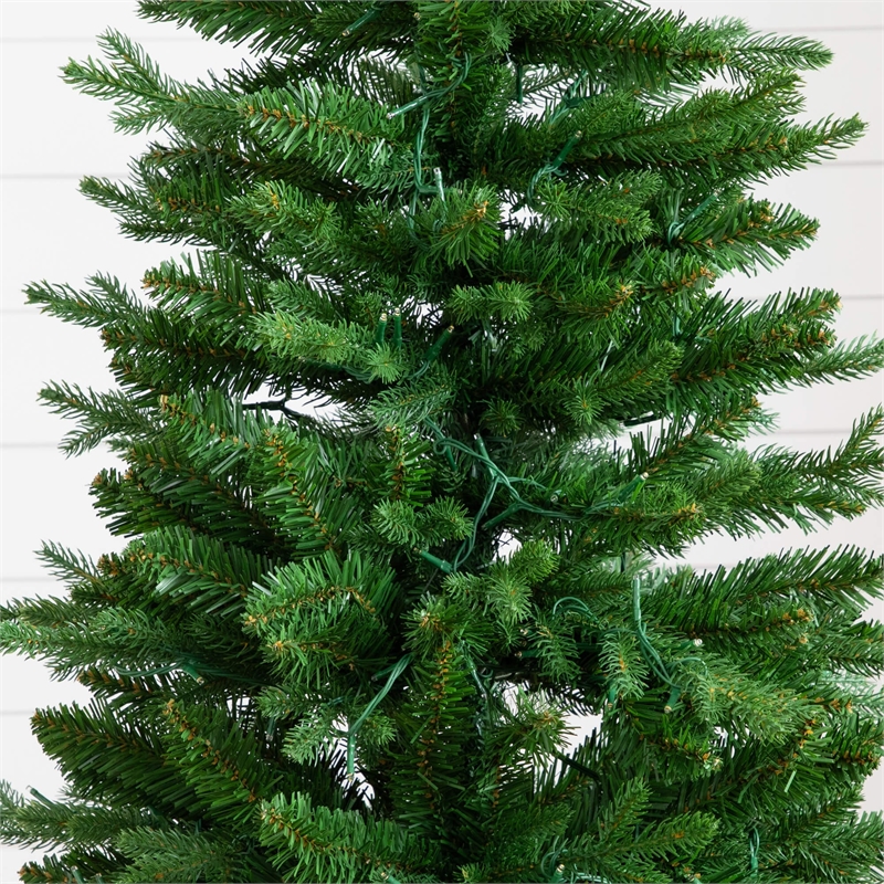 Nearly Natural 4.5ft Pre-Lit Green Christmas Tree in Planter w/ 60 Clear LED
