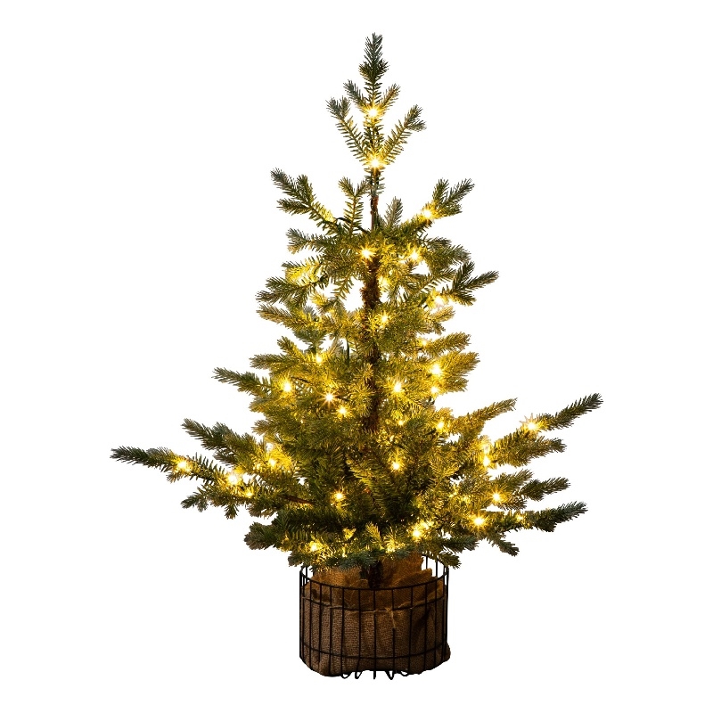 Nearly Natural 3ft Pre-Lit Christmas Tree in Jute Wire Planter