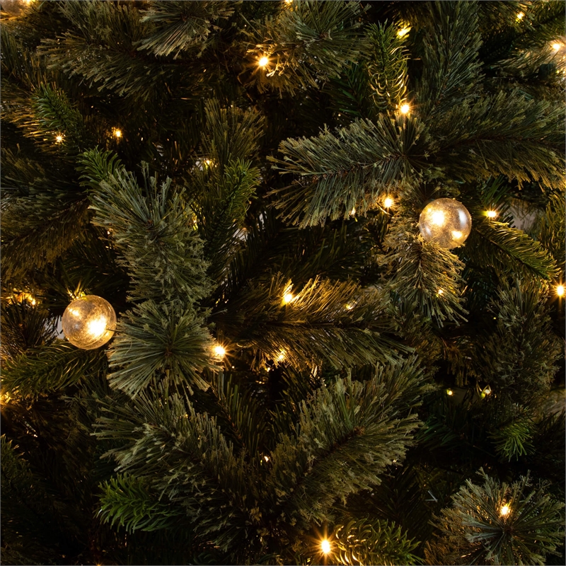 Nearly Natural 7.5ft Christmas Tree w/ 450 Warm White Clear Globe Bulbs and LED