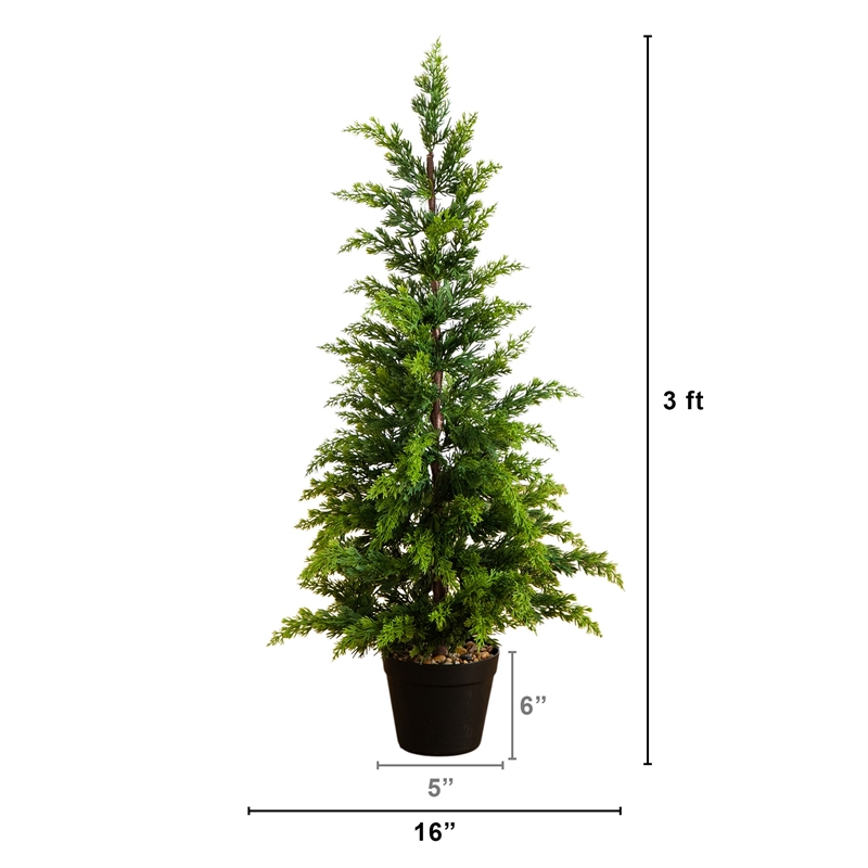 Nearly Natural 3ft Artificial Cypress Topiary Green Christmas Tree