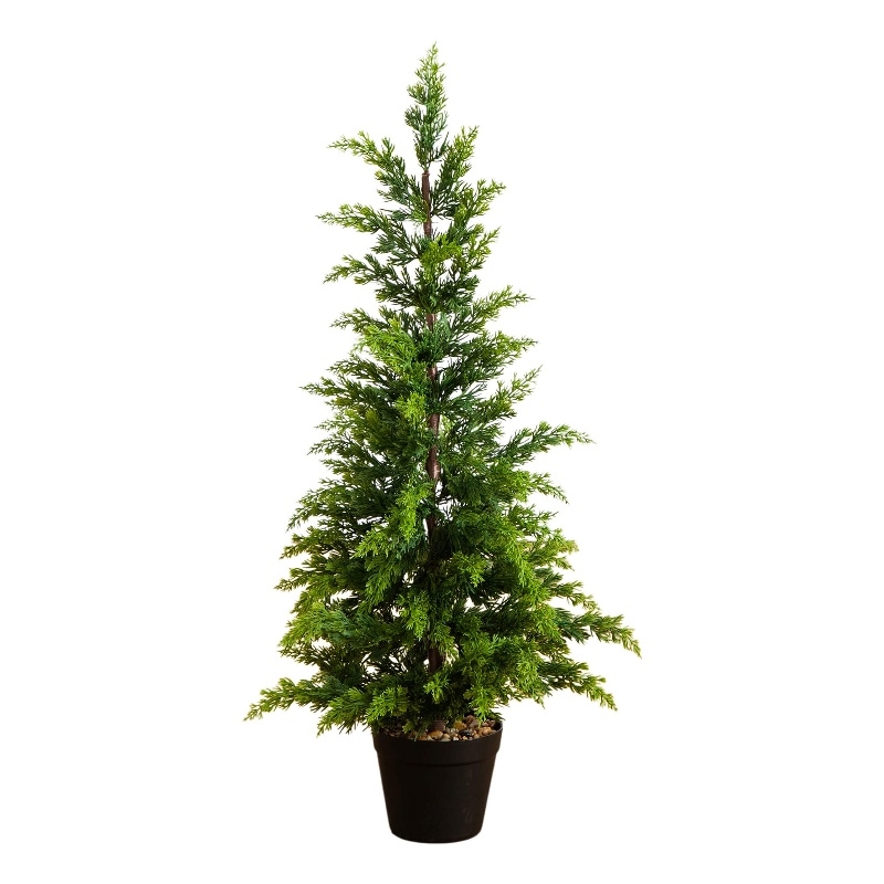 Nearly Natural 3ft Artificial Cypress Topiary Green Christmas Tree