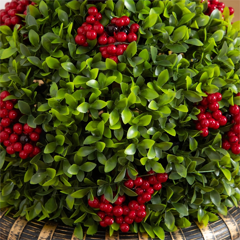 Nearly Natural 3ft Pre-Lit Christmas Ornament Boxwood Topiary Tree w/ 70 LED