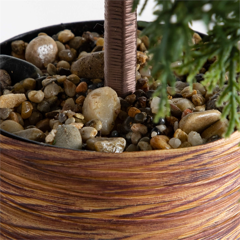 Nearly Natural 2ft Down Swept Cedar Christmas Tree w/ Pinecones in Planter