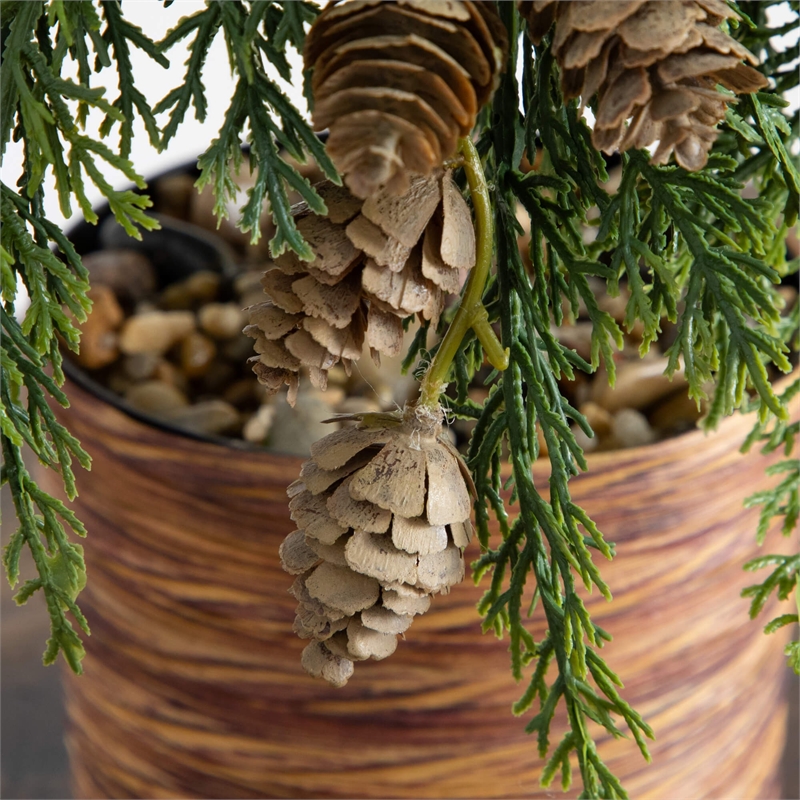 Nearly Natural 2ft Down Swept Cedar Christmas Tree w/ Pinecones in Planter