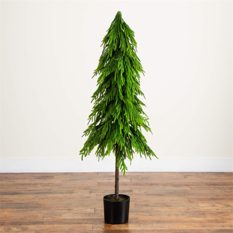 Nearly Natural 5ft Artificial Real Touch Down Swept Norfolk Pine Tree