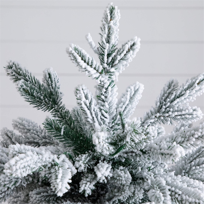 Nearly Natural 4ft Pre-Lit Flocked Christmas Tree w/ 100 Warm White LED Lights