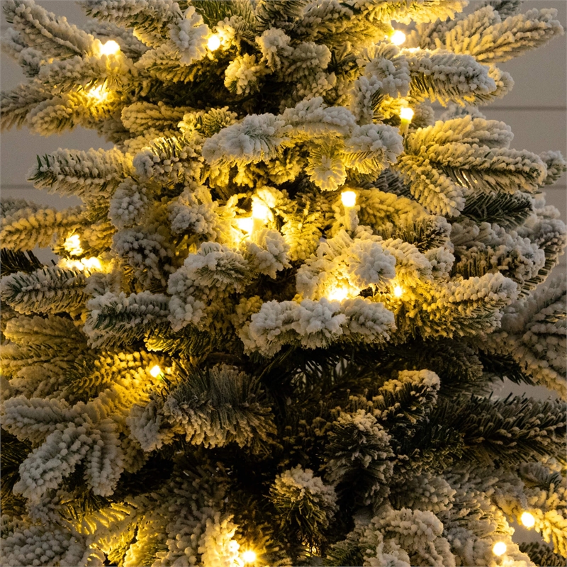 Nearly Natural 4ft Pre-Lit Flocked Christmas Tree w/ 100 Warm White LED Lights