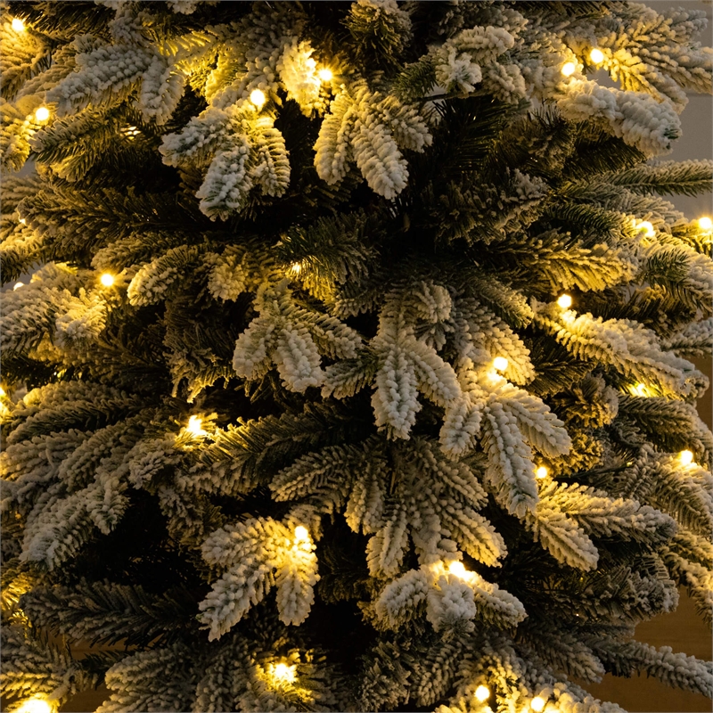 Nearly Natural 4ft Pre-Lit Flocked Christmas Tree w/ 100 Warm White LED Lights