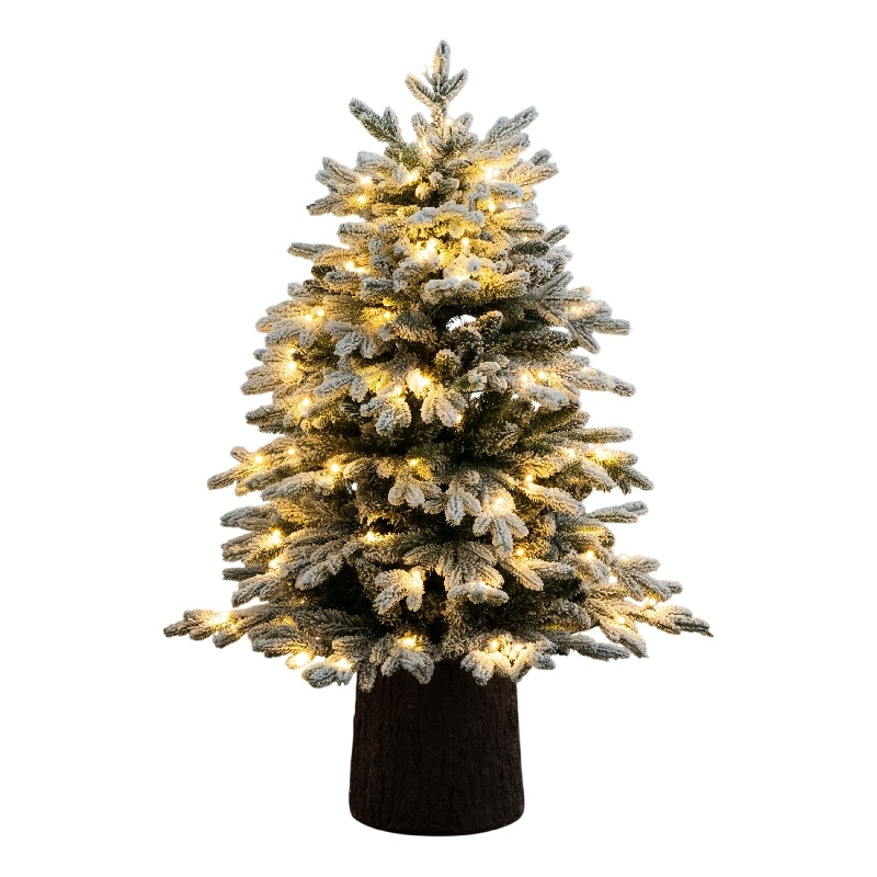 Nearly Natural 4ft Pre-Lit Flocked Christmas Tree w/ 100 Warm White LED Lights