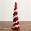 Nearly Natural 4ft Pre-Lit Pop up Red & White Tinsel Christmas Tree with 50 LED