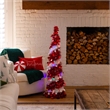 Nearly Natural 4ft Pre-Lit Pop up Red & White Tinsel Christmas Tree with 50 LED