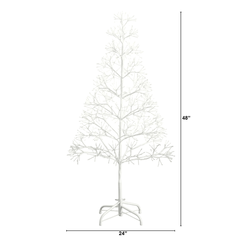 Nearly Natural 4ft Pre-Lit White Starburst Tree with 800 Fairy Warm White LED