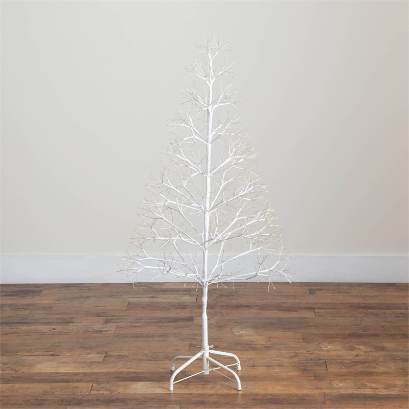 Nearly Natural 4ft Pre-Lit White Starburst Tree with 800 Fairy Warm White LED