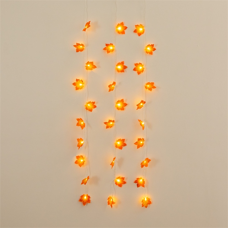 Nearly Natural 5ft Pre-Lit Autumn Maple Leaf Fall Garland w/ 10 LED String