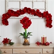 Nearly Natural 5ft Amaryllis Silk Garland in Red