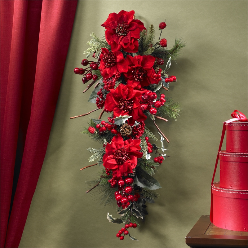 Nearly Natural Poinsettia Teardrop in Red