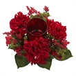 Nearly Natural Hydrangea & Berry Candelabrum in Red