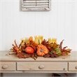 Nearly Natural Harvest Triple Candelabrum in Orange