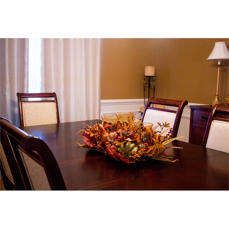 Nearly Natural Harvest Triple Candelabrum in Orange