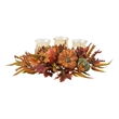 Nearly Natural Harvest Triple Candelabrum in Orange