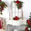 Nearly Natural Poinsettia & Berry Candelabrum in Red