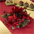 Nearly Natural Poinsettia & Berry Candelabrum in Red