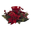 Nearly Natural Poinsettia & Berry Candelabrum in Red