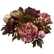 Nearly Natural Peony Hydrangea Candelabrum in Red